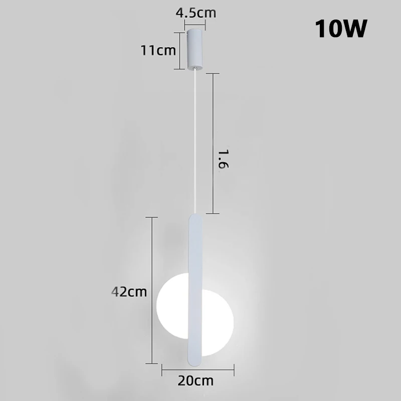 Подвесное освещение в скандинавском стиле для спальни, Современная Подвесная лампа для гостиной, домашний декор, осветительная арматура для столовой/кабинета - Цвет корпуса: A white L42cm 10W