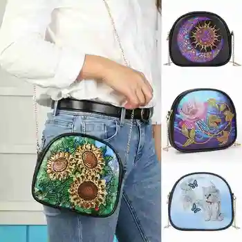 

DIY Diamond Painting Creative Coin Purse Special Shaped Diamond Embroidery Flowers Art Hand Shoulder Chain Storage Bags