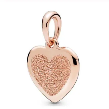 

100% 925 Sterling Silver Charm Rose Gold Heart Pendant Fit Pandora Women Bracelet & Necklace Diy Jewelry