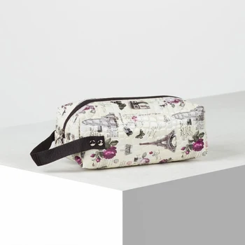 

Travel cosmetic bag, section with a zipper, with lining, color beige