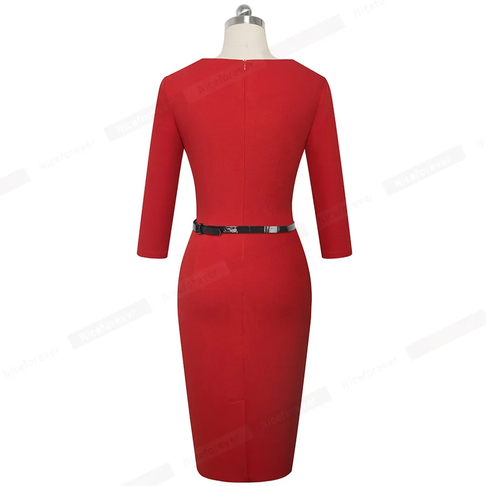 Хорошее-forever элегантное короткое однотонное офисное платье vestidos деловые вечерние женские облегающее осеннее платье B552