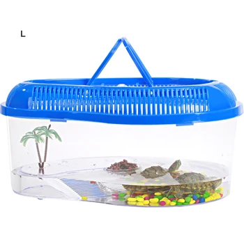 

Turtle Breeding Box Aquarium Transparent Turtle Reptile Case Turtle Cylinder With Bask Platform Raising For Reptile