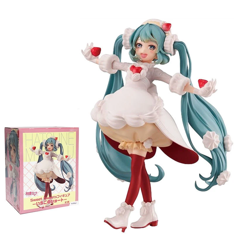 

Anime Original Furyu Prize Miku Sweet Tea Time Strawberry Shortcake The Maid Ver. Kawaii Figure Doll Model Toys Colletible Gift