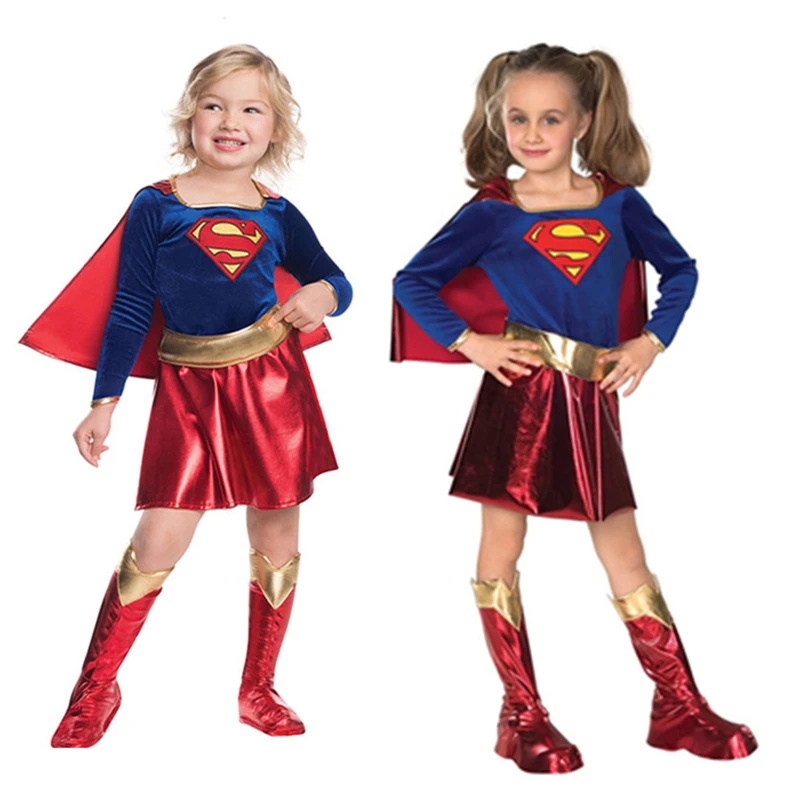 Carnival Kids Superhero Super Girls Cosplay Costumes Cloaks Party Dress Birthday Clothes Halloween cosplay costume