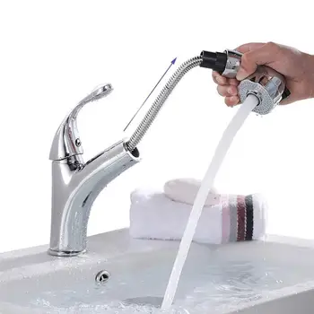 

Water Faucet Single Handle Sink Shower Kitchen Bathroom All-Copper Pull Out Faucet Hot And Cold Water Tap Mixer