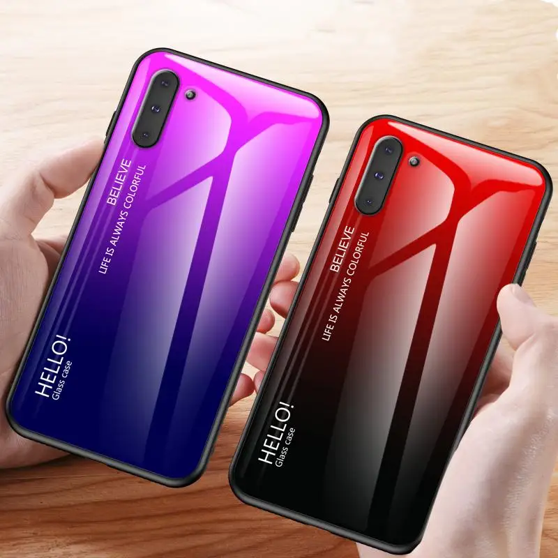 

Gradient Tempered Glass Phone Case For Samsung Note 10 Pro S8 S9 S10 Plus S10e Note 9 8 S7 Edge A5 A8 A6 Plus J8 A7 2018 Covers