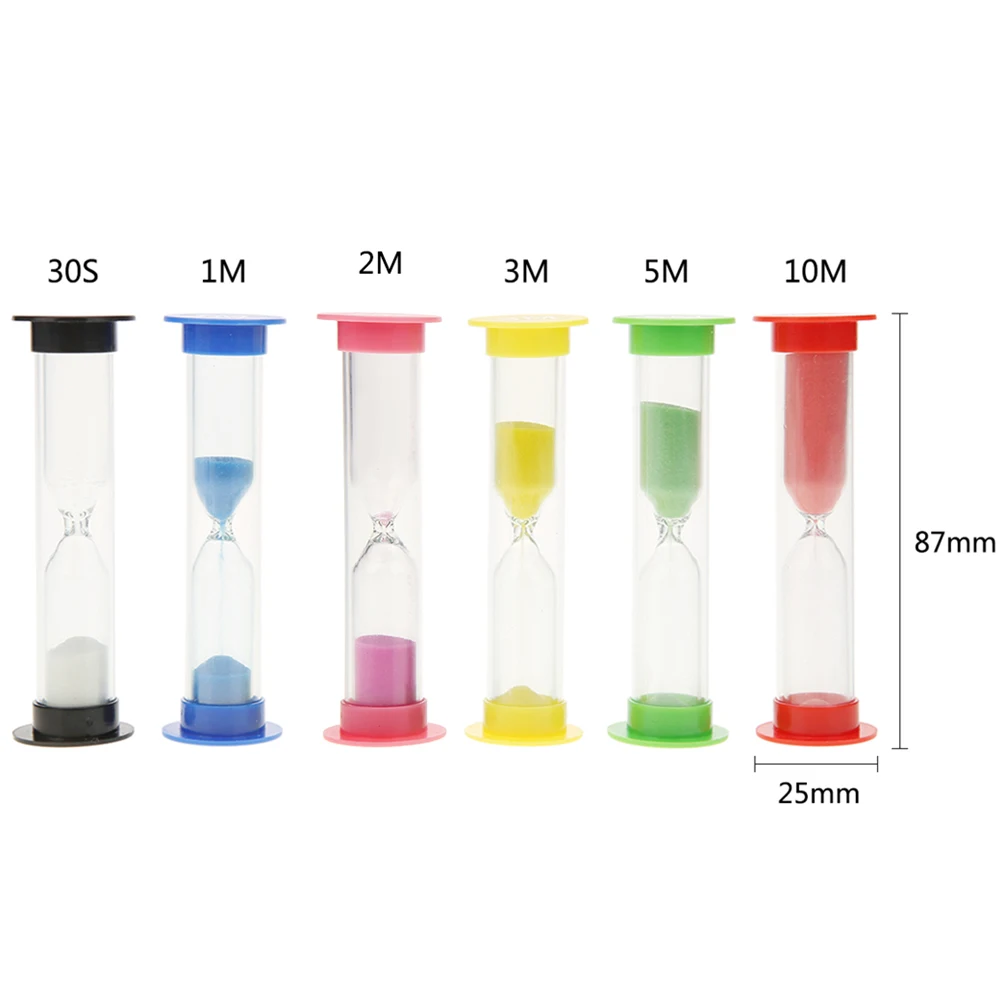 6pcs Creative Plastic Hourglasses Sandglass Timer Children Time Toys Gift Home Decoration 0.5/1/2/3/5/10 minutes Hourglass New