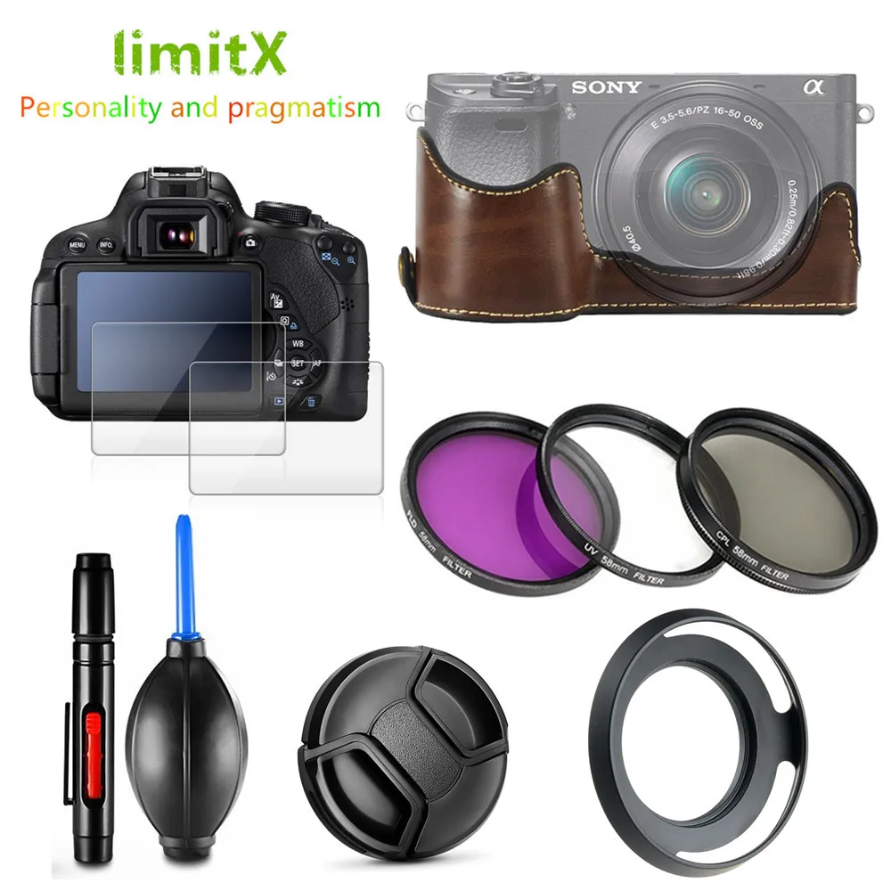 Фотокамера из искусственной кожи для защиты экрана чехол UV CPL FLD фильтр бленда