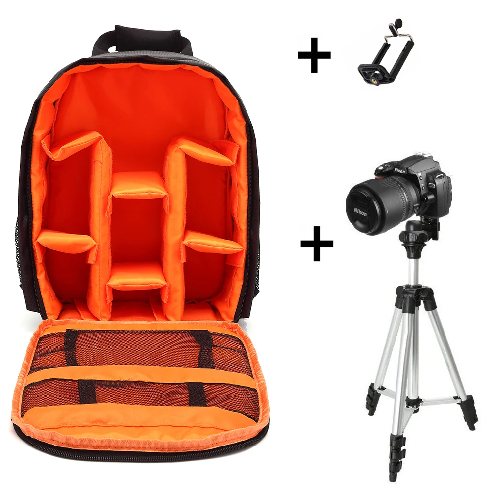 Orange 65cm tripod Многофункциональная камера рюкзак видео цифровая DSLR сумка Водонепроницаемый Открытый камера фото сумка чехол для Nikon/для Canon/DSLR - Цвет: Orange 65cm tripod