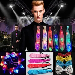 Neon Party Carnival Woman Men Kids LED Blinking Sequin Jazz Hat Cap Light Up Bow Tie Wear Props Wedding Birthday Gift Decoration