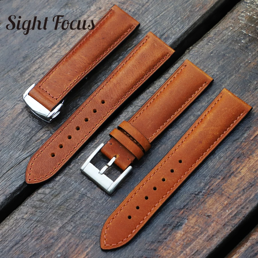 20mm 22mm Pull Up Leather Watch Band 