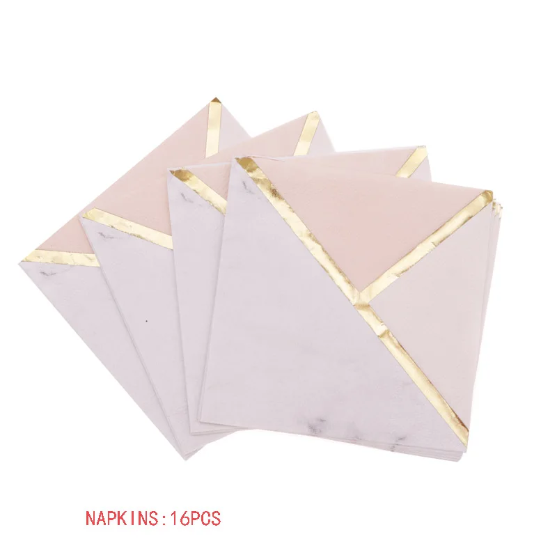 napkins Рождественские мраморные бумажные тарелки из золотой фольги, Детские вечерние одноразовые столовые приборы, свадебные украшения, товары для дня рождения - Цвет: napkins