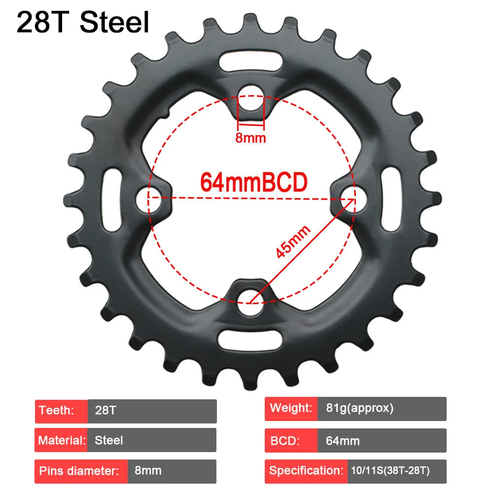 Description Picture 5 of item64BCD 104BCD MTB Bicycle Chainring Double Chainwheel 22T 24T 26T 28T 36T 38T Sprockets Mountain Bike Crankset Tooth plate Parts