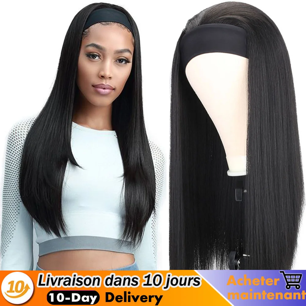 Long Straight Headband Wig Heat Resistant Synthetic Women's Headband