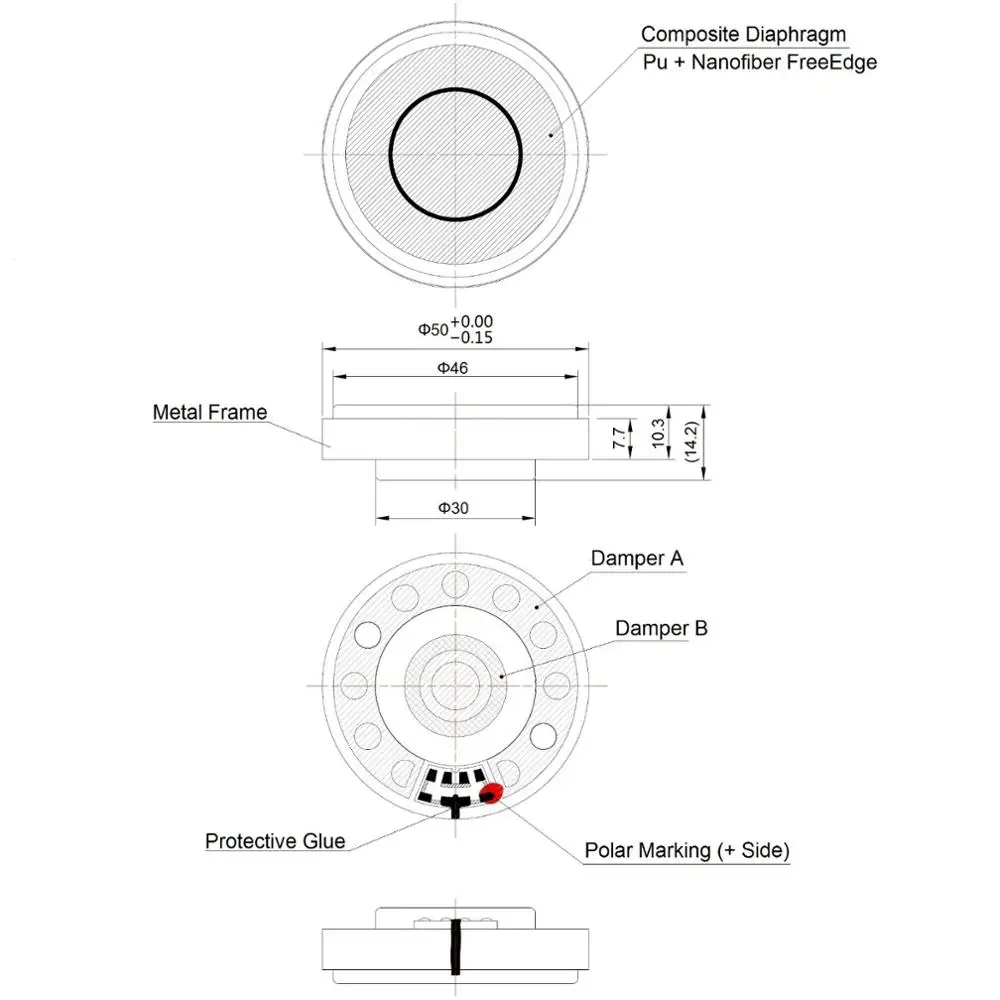 HIFI 50mm Headphone Speaker Unit 24ohm Over Ear Headset Driver For  AH-D9200 Earphone Repair Parts Nanofiber Free edge New 2PCS