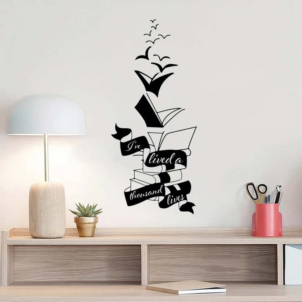 

Large Fly Reading Book Wall Sticker School Library Motivational Inspirational Quote Read More Book Wall Decal Classroom Vinyl