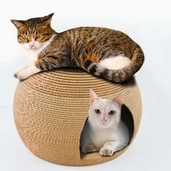 

High Quality High Density Ball Tent Cat Scratch Board House for Cats Tree Climbing Cat Scratching Post Kitten House Sturdy Shelf