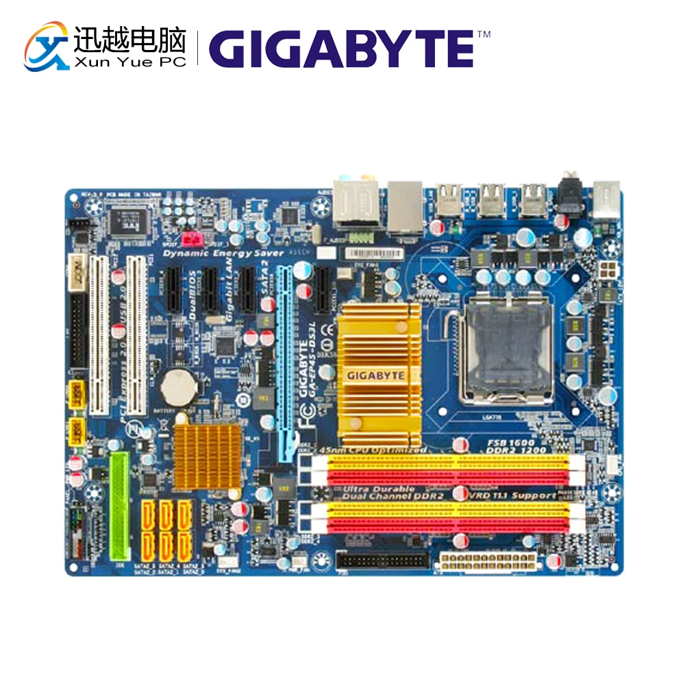 Gigabyte GA EP45 DS3L рабочего Материнская плата P45 LGA 775 Core 2 DDR2 8 Гб SATA2 USB2.0 блок питания