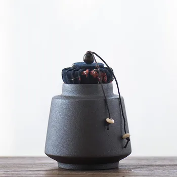 

Vintage Rust Glaze Tea Storage Jar Ceramic Coarse Pottery Seal Caddy Tea Ceremony Accessories Teaware Container Nuts Cans Tanks