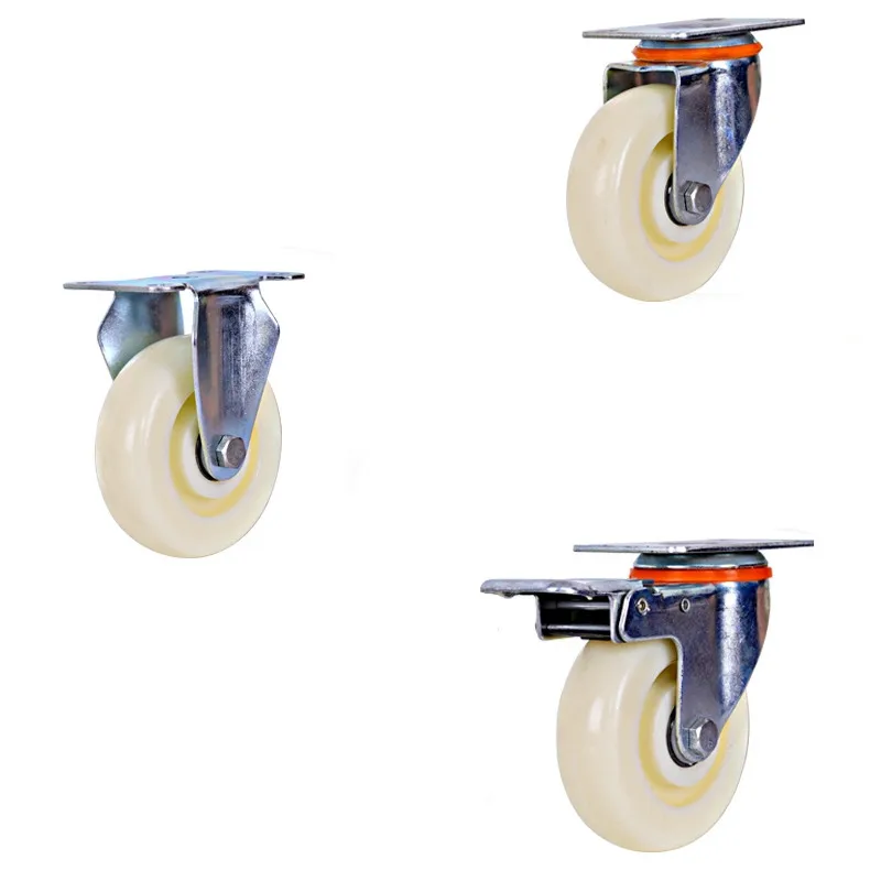 Rodízios fixos brancos de nylon, roda universal