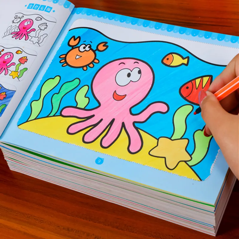 8 Books/set New Cute Coloring Book For Children Kids Adult Relieve Stress Kill Time Graffiti Painting Drawing Art ages 3-6 |