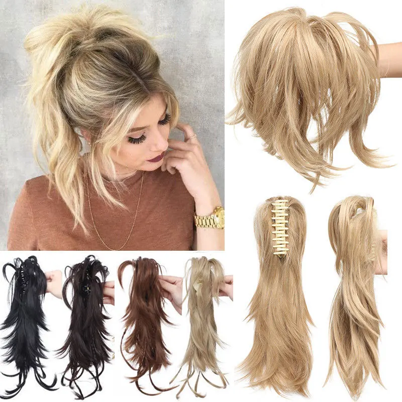 Hairpieces Ponytail Claw-Clip Synthetic Women S-Noilite Wavy Brown Black Long for High-Temperature-Fiber