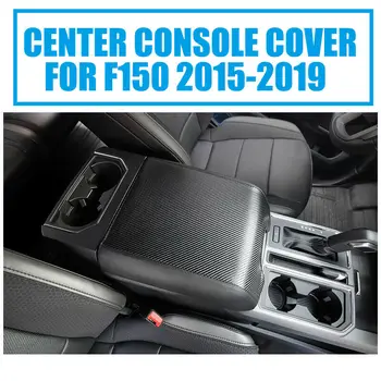 

New Arrival High Quality Carbon Fiber Style Leather Center Console Lid Armrest Cover For Ford F150 15-19
