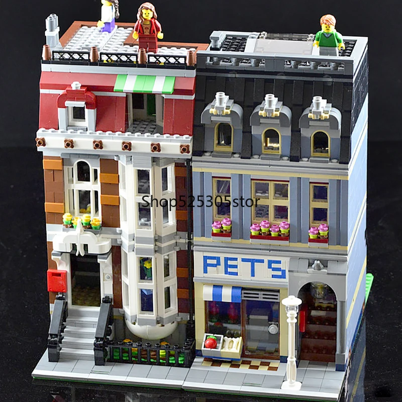 10218 создатель Pet Shop супермаркет 15009 2128 шт уличный вид модели строительные наборы блоки кирпичи образовательные игрушки