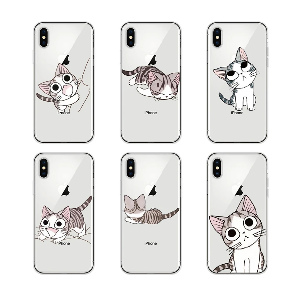 

Cute big-eyed cat transparent Anti-fall phone case For iPhone 11 Pro Max 7 7plus 5 5S 6 6S 8 8plus X XS Max SE cover