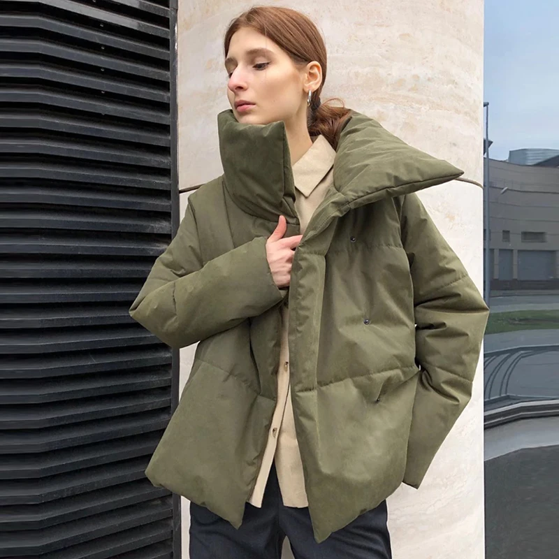 Winter Jacket Windbreaker Oversized Parkas Women Outerwear Cropped Cotton-Padded Female