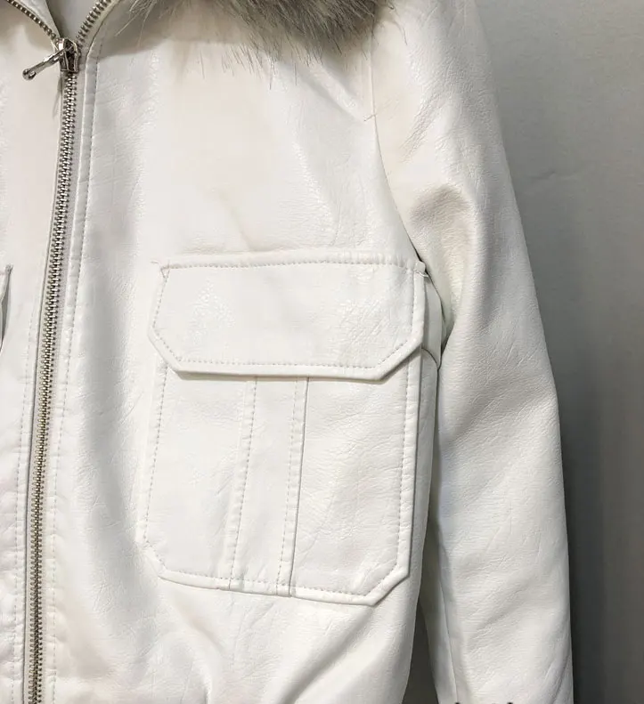 Chaquetas Mujer, теплая куртка для женщин, пальто из искусственной кожи, воротник из лисьего меха, хлопковая кожаная куртка, Женское пальто, куртка-бомбер, женские укороченные топы