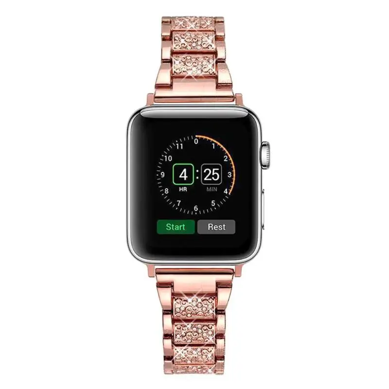 Блестящие бриллиантовые часы браслет ремешок для iWatch Series4 44 мм