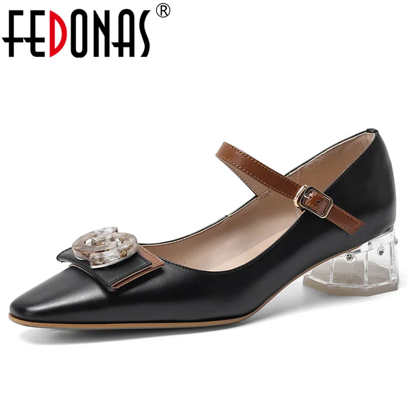 

FEDONAS Metal Buckle Pumps Women Spring Summer Shallow Pumps Basic Party Casual Shoes Woman Classic Genuine Leather Pumps