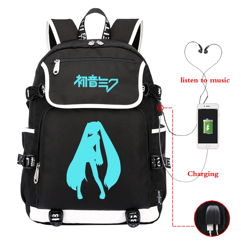 Canvas Backpack 7 Hatsune Miku светящийся школьный рюкзак брезентовый Рюкзак женский/мужской рюкзак для мальчиков и девочек подростка путешествия ноутбук рюкзак зарядка через usb - Цвет: Canvas Backpack 7