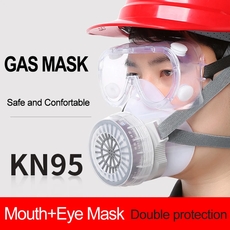 

Respirator Mask Half Face silicon kn95 Gas Mask Safety Glasses Reusable Breathing Protection Dust Organic Vapors Pollen