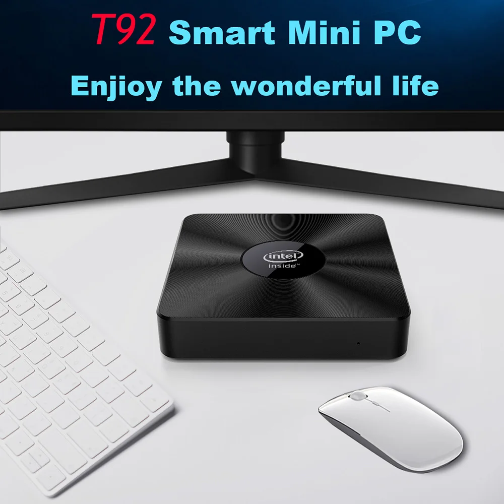 T92 Мини ПК Windows 10 4 Гб RAM 64 ГБ ROM Intel Z8350 Bluetooth 5G Wifi 1000 Мбит/с портативный Настольный PC