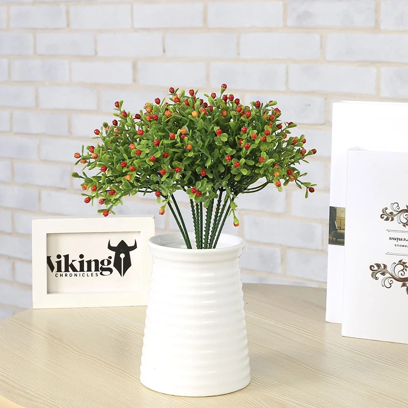 15Pcs Simulation Flower Artificial Milan Grain Plastic Flower Grass Green Plant Grain Wedding Party Garden Home Decoration