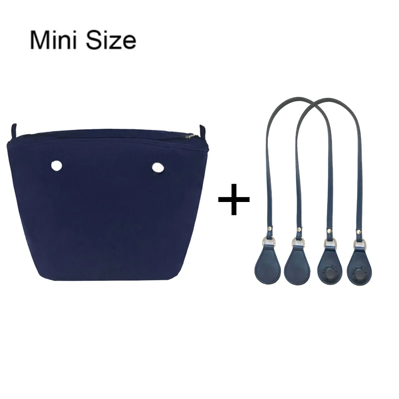 1set 85cm Long Microfiber Leather Handles with Canvas Floral Insert Inner Pocket for Classic Mini Obag O Bag Women Handbag 