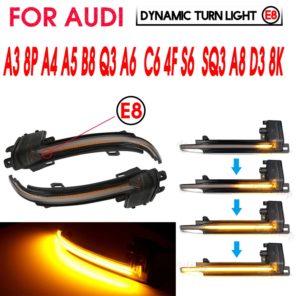 

2Pcs/ Lot Dynamic Blinker Mirror Light For Audi A3 8P A4 A5 B8 Q3 A6 C6 4F S6 LED Turn Signal Side Indicator Amber