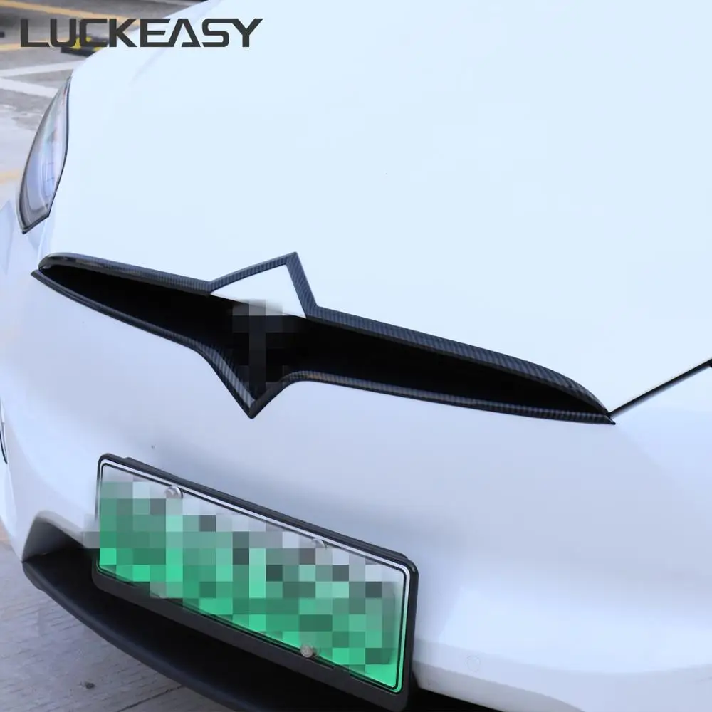 LUCKEASY ABS networ k модификация посылка для Tesla модель X- автомобиля Передняя сетка отделка полосы углеродного волокна