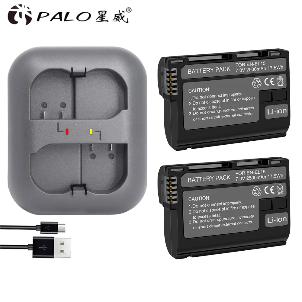 with charger A PALO 1 шт. EN-EL15 RU EL15 EL15 Камера Батарея для Nikon D600 D610 D800 D800E D810 D7000 D7100 D7200 V1 Батарея - Цвет: with charger A