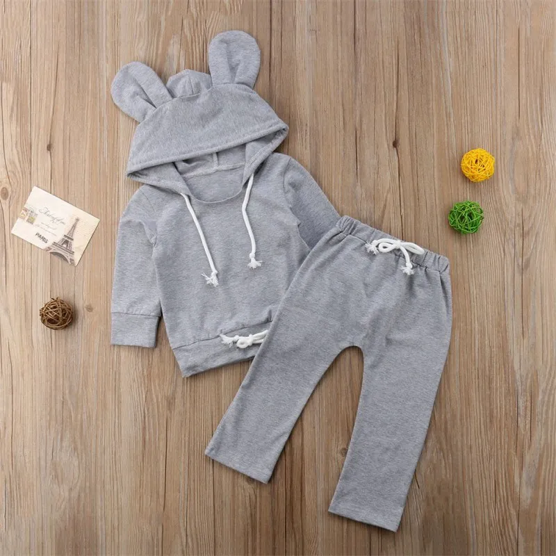 

New Autumn Toddler Kids Baby Girl Boy Hoody Pant Set Fashionable Concise Comfy Kid Clothes Set 0-24M Cute Newborn Baby Clothes