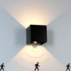 LED Wall Light With Human Body Motion Sensing IP65 Waterproof Outdoor&Indoor Wall Lamp Garden Light Fixture Aluminum AC90-260V 1