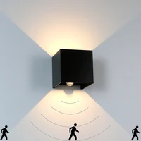 LED Wall Light With Human Body Motion Sensing IP65 Waterproof Outdoor&Indoor Wall Lamp Garden Light Fixture Aluminum AC90-260V 1