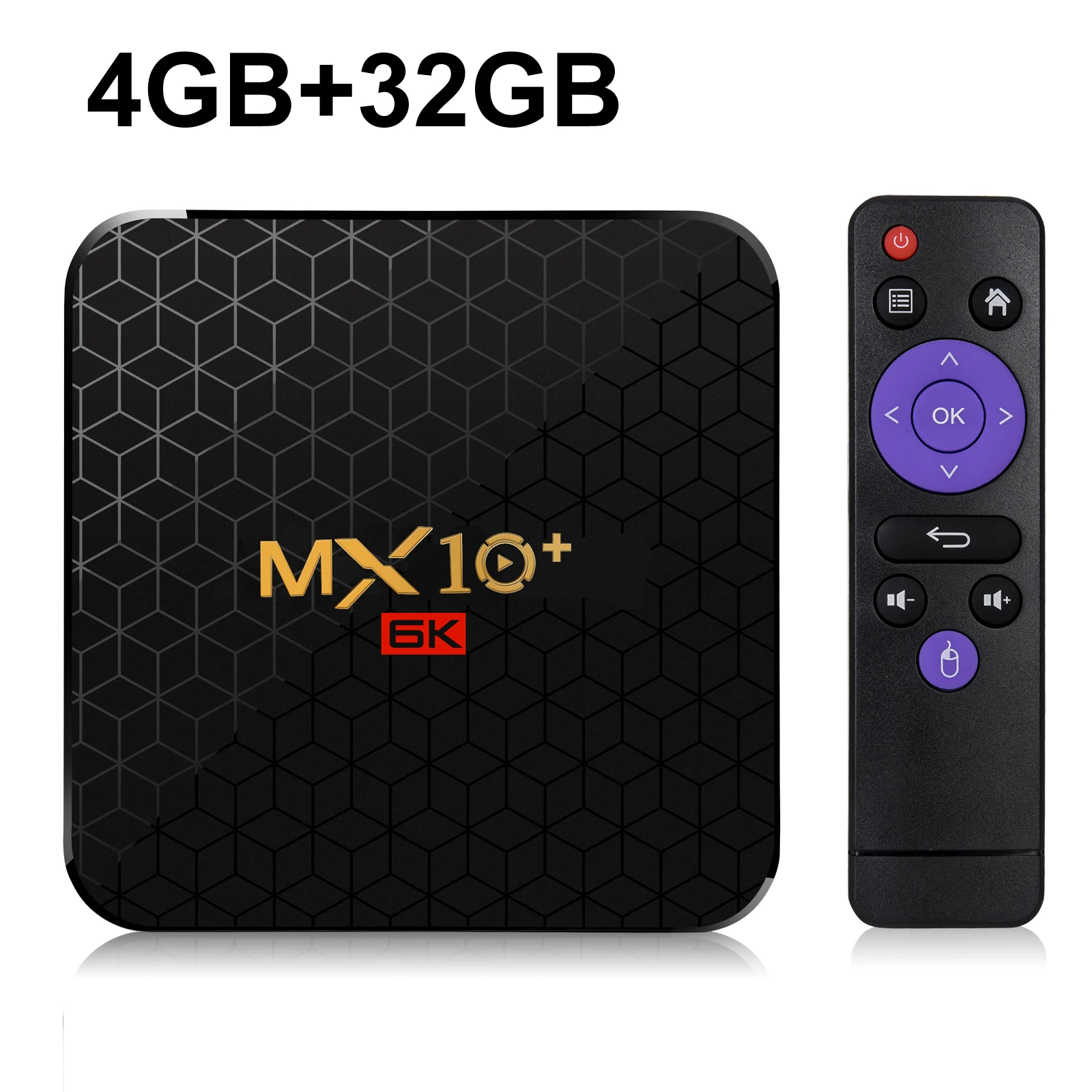 MX10 PLUS 6K ULTRA HD; Smart TV BOX Android 9,0 Allwinner H6 4GB 64GB 2,4G/5G Dual wifi BT4.0 3D 6K HDR телеприставка медиаплеер - Цвет: 4GB 32GB