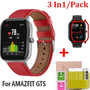 

3in1 Smart Watch Strap For Amazfit GTS Case Cover Metal Bracelet Leather Wrist For Huami Amazfit GTS Band Screen Protector Film