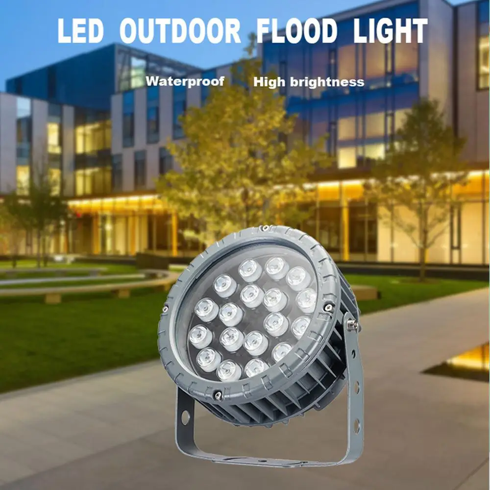 

18W LED floodLight AC85-265V/DC24V IP65 Cast light DMX512 RGB Changeable LED Spotlight for Building park scenic ligthing