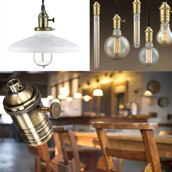 

E26/E27 Retro Antique Pendant Lamp Holder Light Bulb Socket with Switch