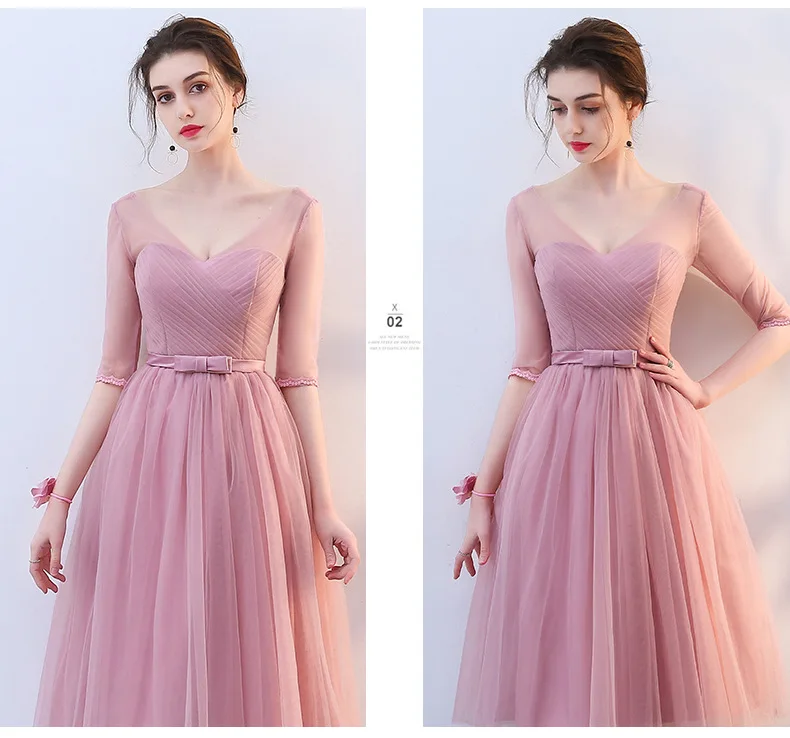 Bridesmaid Service Spring New Style Rosy Brown Sisters Skirt Mid-length Bridesmaid Formal Dress Sister Group Graduation Dre