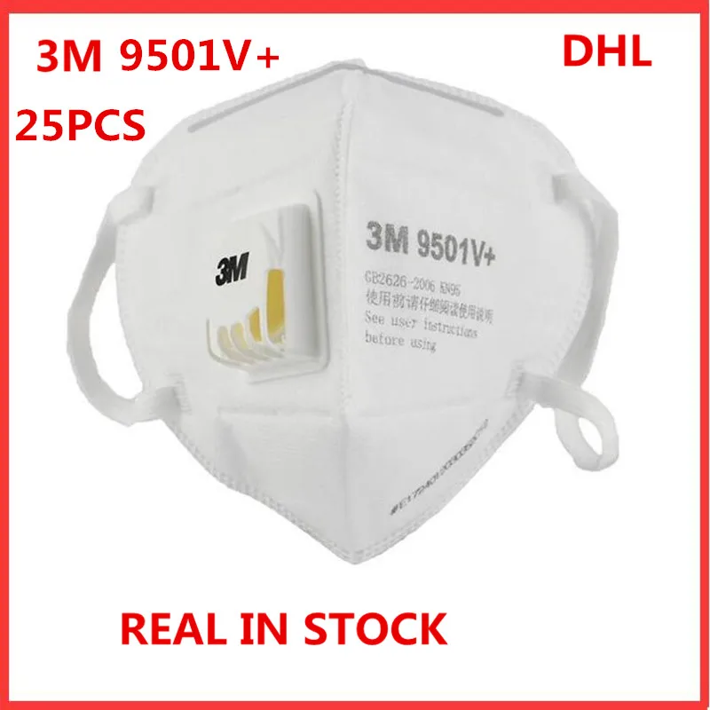 

25PCS DHL FFP2 FFP3 3M 9502V 9501V + Protective Fold Masks Anti Dust Flu H1N1 PM 2.5 Multi Layer Filter Structure Industrial